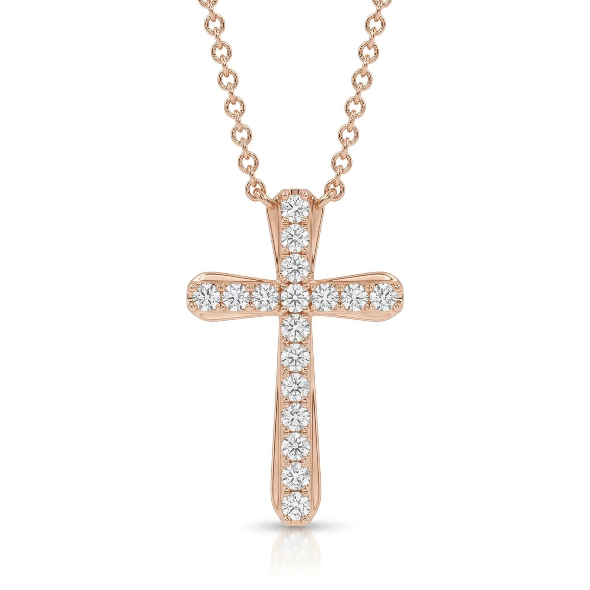 0.25ct Natural Diamond Cross Pendant Necklace in 18K Rose Gold Chloe's Jewellers