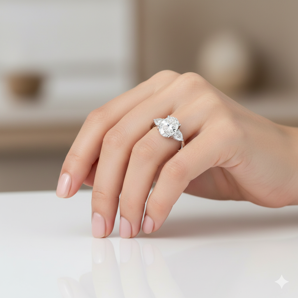 1.01ct Oval side stone ring