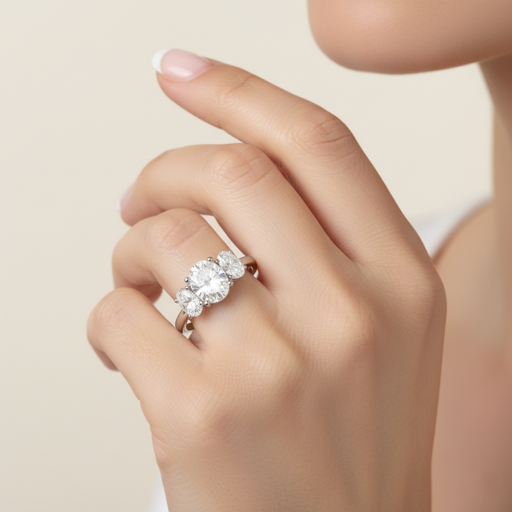 0.70ct Oval Trilogy Ring