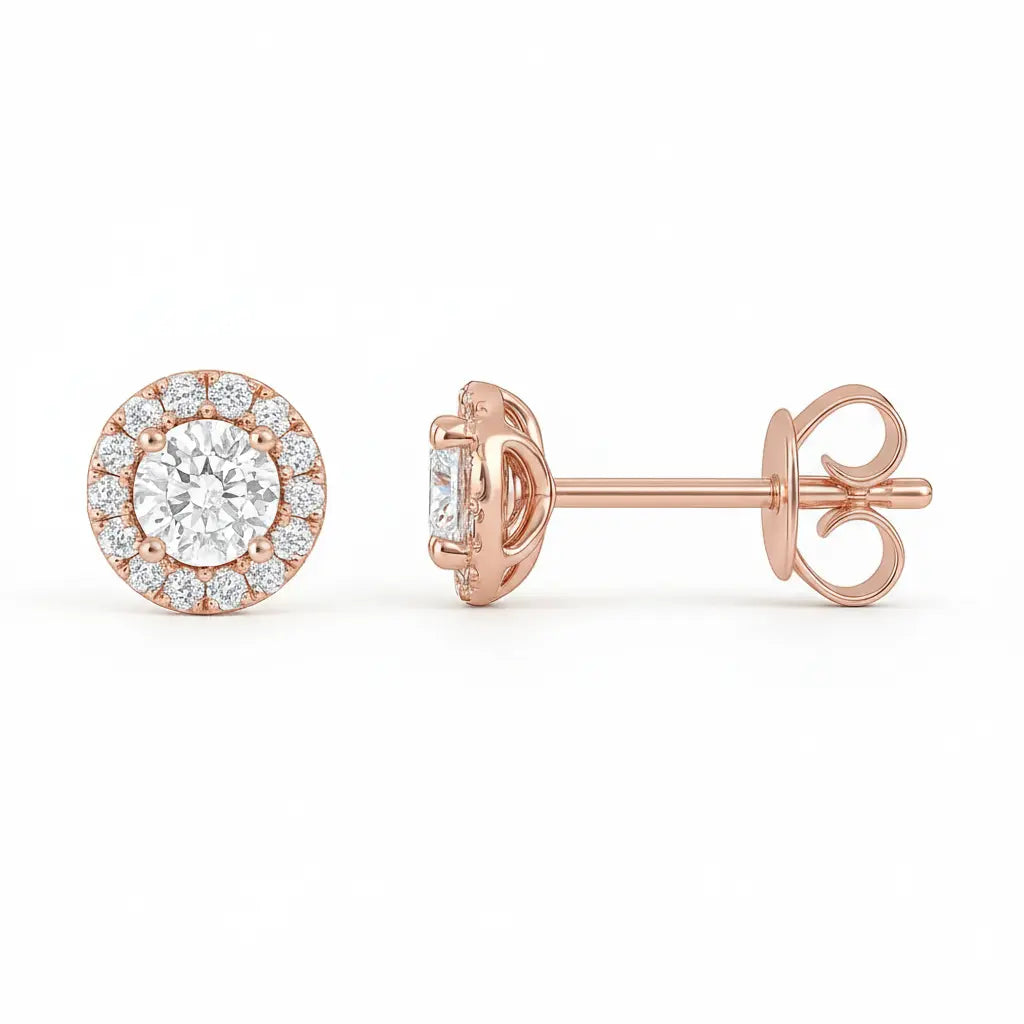 Diamond Halo Stud Earrings 1.10ct 18k White Gold Chloe's Jewellers