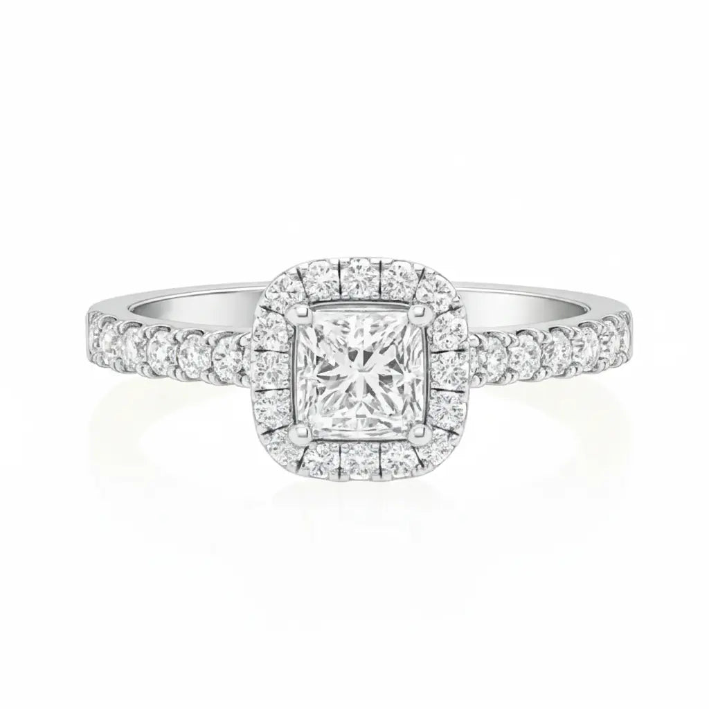 Peony Halo Princess Cut Diamond Ring Chloe's Jewellers