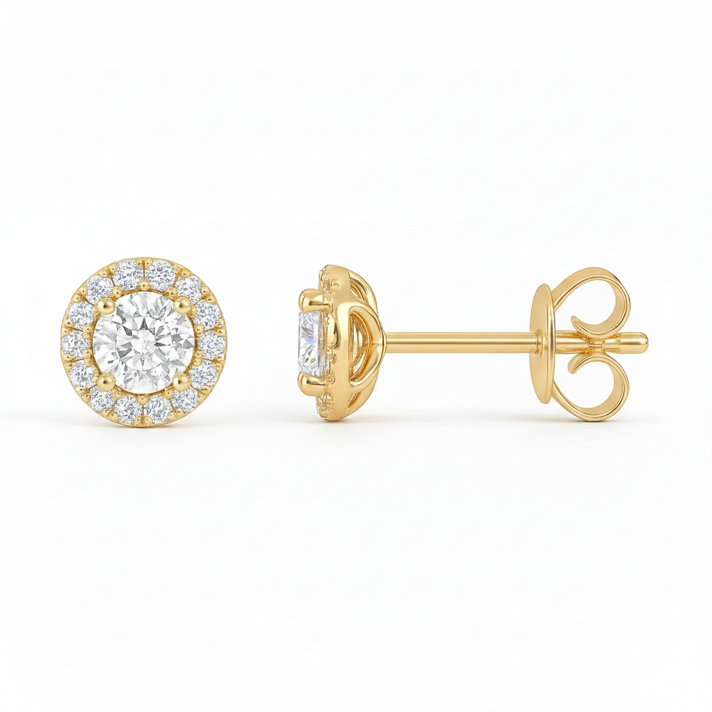 Diamond Halo Stud Earrings 1.10ct 18k White Gold Chloe's Jewellers