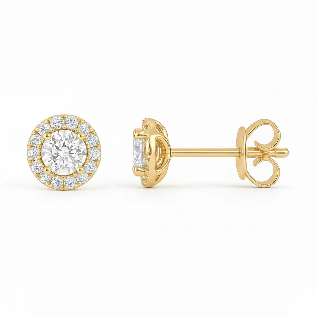 Diamond Halo Stud Earrings 1.10ct 18k White Gold Chloe's Jewellers