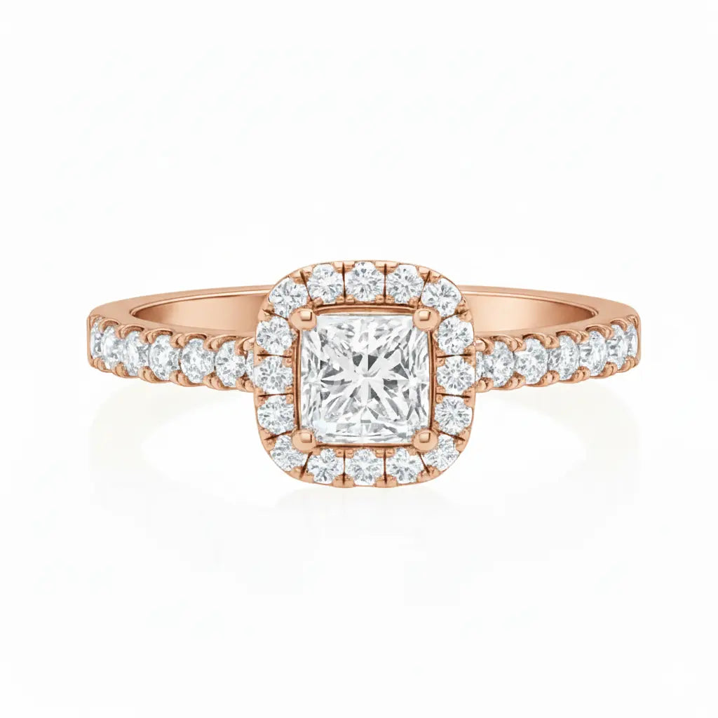 Peony Halo Princess Cut Diamond Ring Chloe's Jewellers