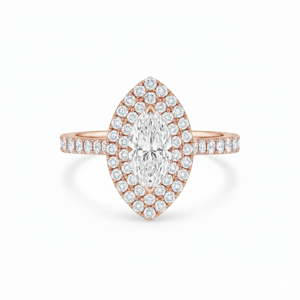Daisy Double Halo Marquise Cut Diamond Ring