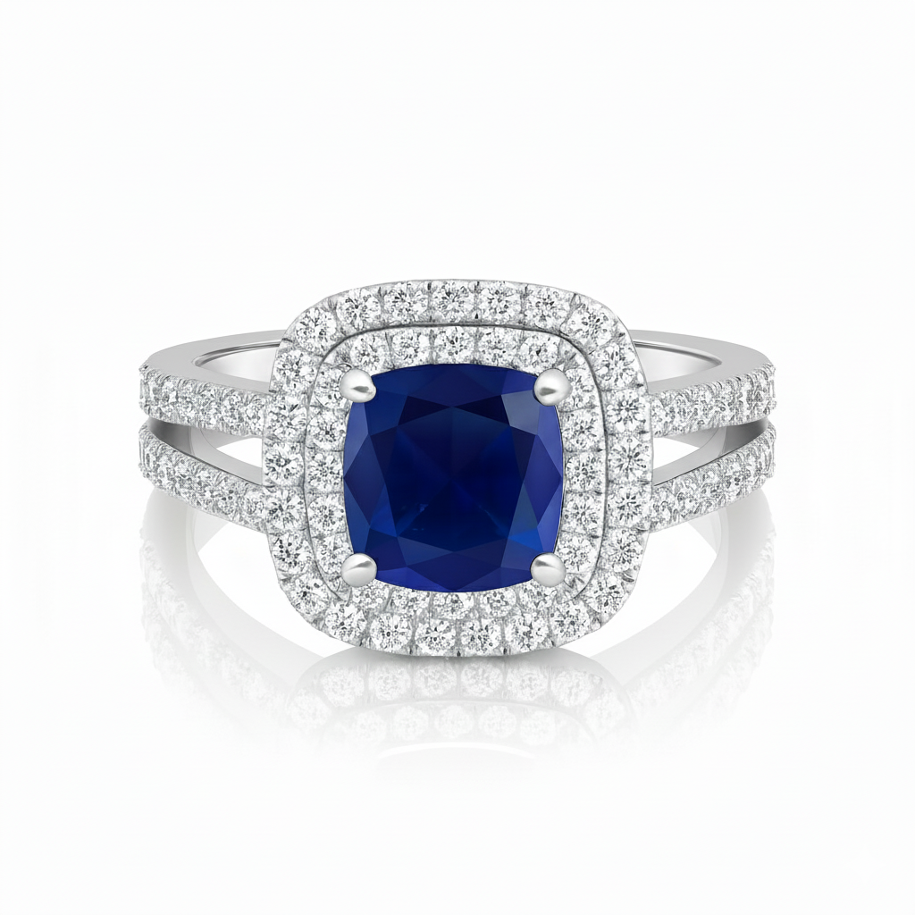 Jasmine Double Halo Sapphire Ring