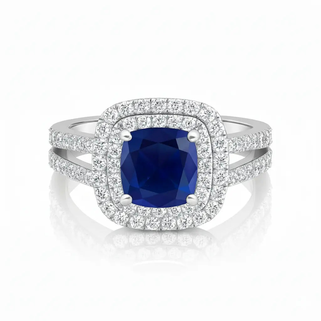 Jasmine Double Halo Sapphire Ring Chloe's Jewellers
