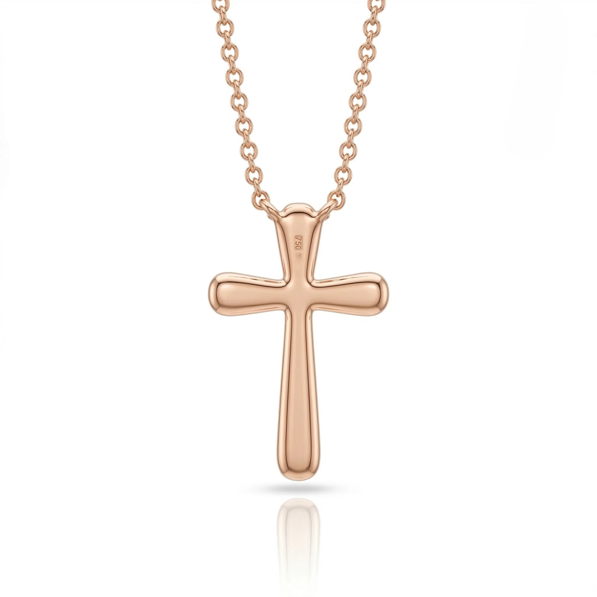 0.25ct Natural Diamond Cross Pendant Necklace in 18K Rose Gold