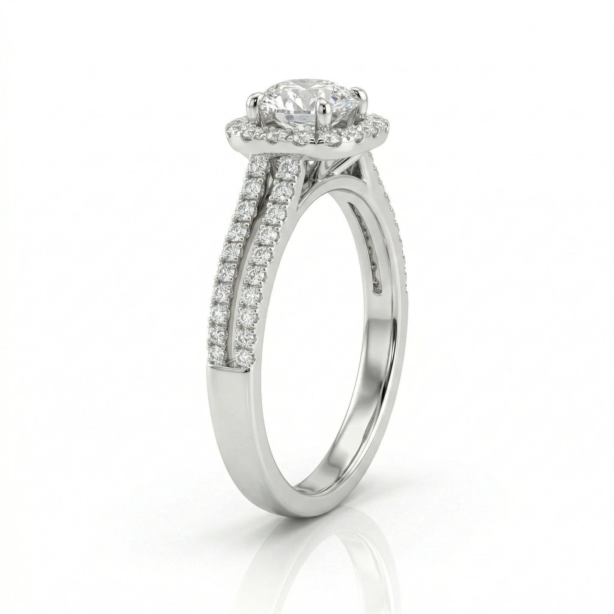 0.40ct GIA Round Cut Natural Diamond Halo Setting Engagement Ring Chloe's Jewellers