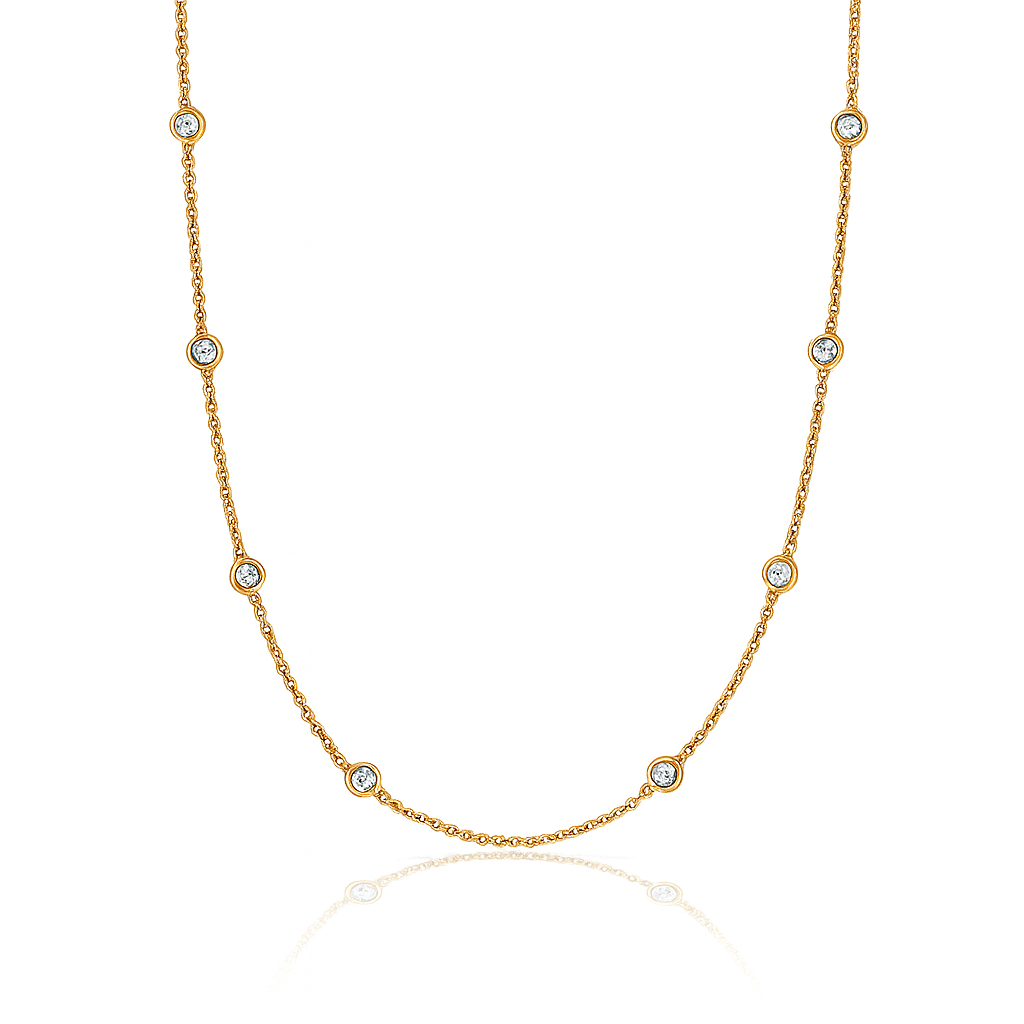 18K Rose Gold Round Diamond Chain Necklace 0.50CT