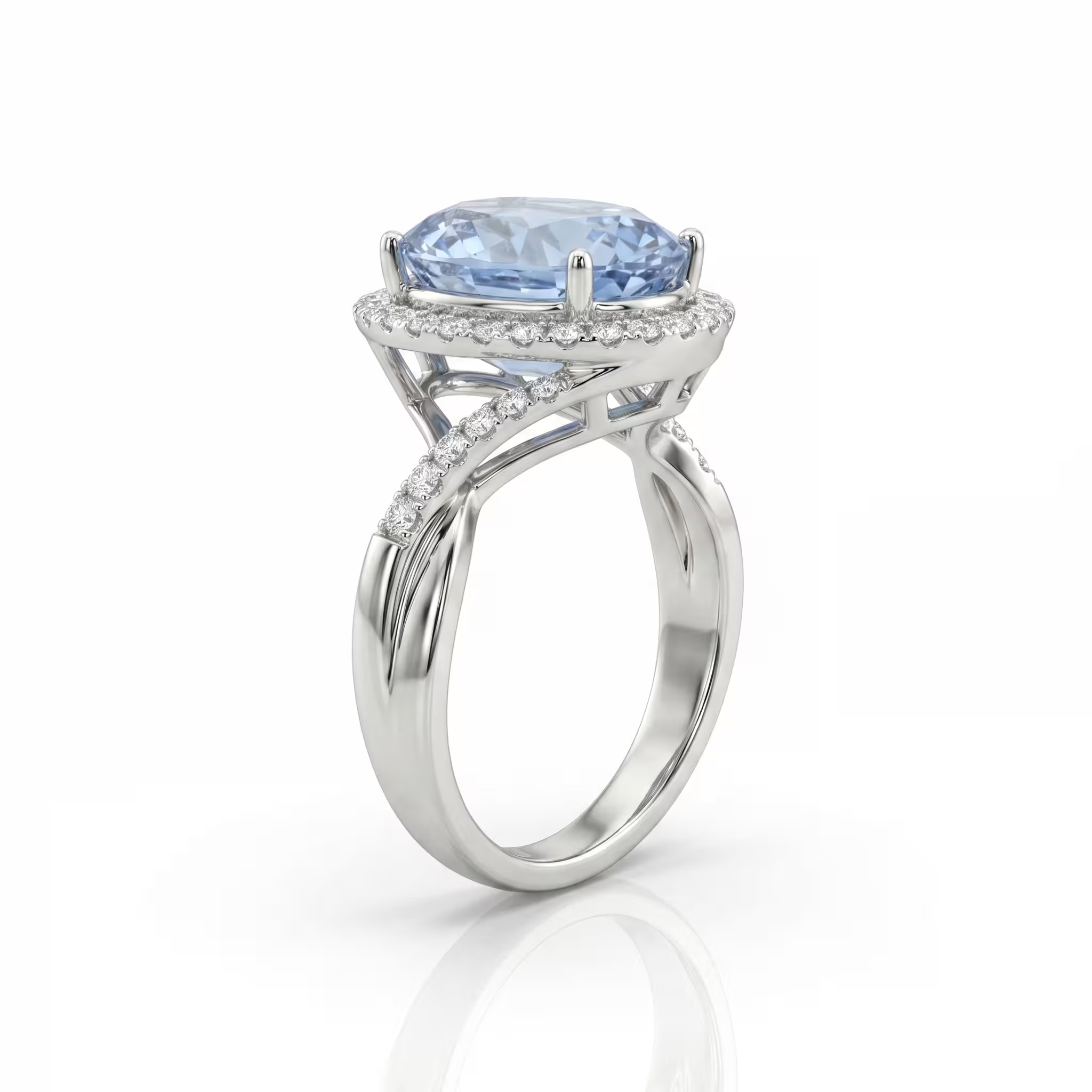 5.73ct Oval Cut Sri Lanka Blue Sapphire Engagement Ring - 18K Gold Chloe's Jewellers