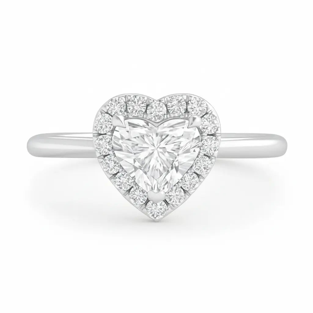 Poppy Heart Halo Diamond Ring – 18K Gold or Platinum Chloe's Jewellers