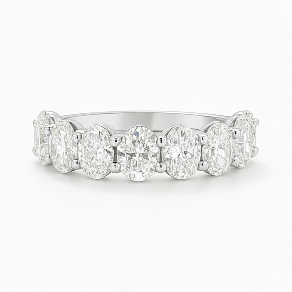 1.43ct 7-Stone Diamond Eternity Ring | F SI1 | 18K White Gold
