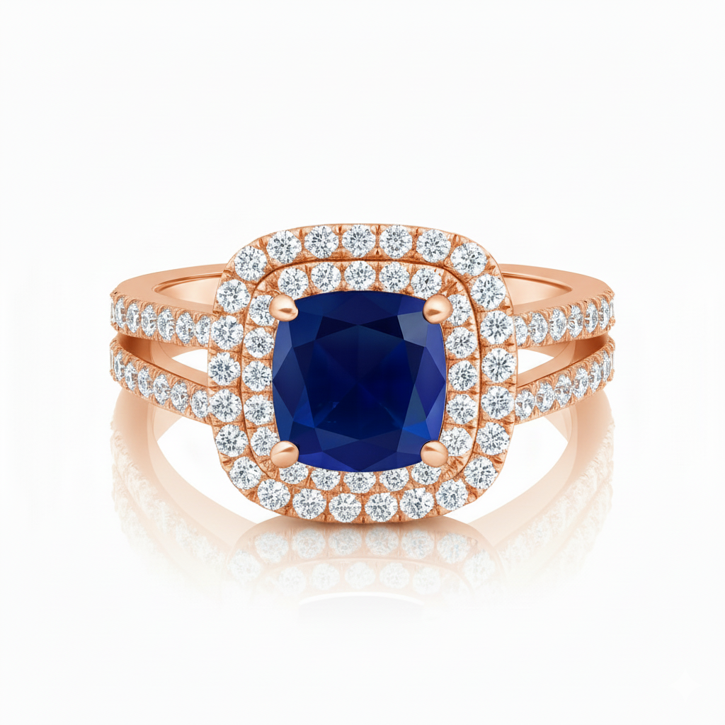 Jasmine Double Halo Sapphire Ring Chloe's Jewellers