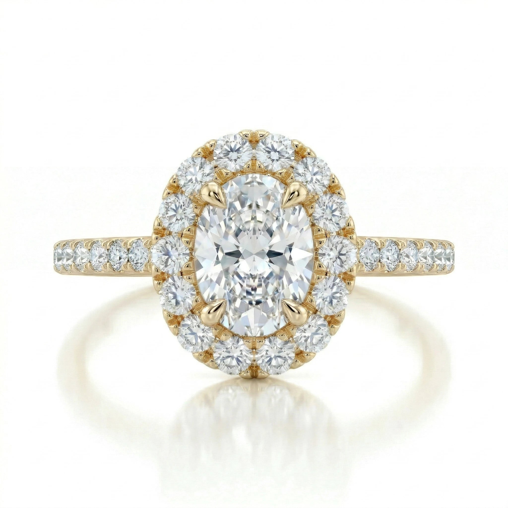 0.52ct GIA Natural Oval Cut Halo Setting Engagement Ring Chloe's Jewellers