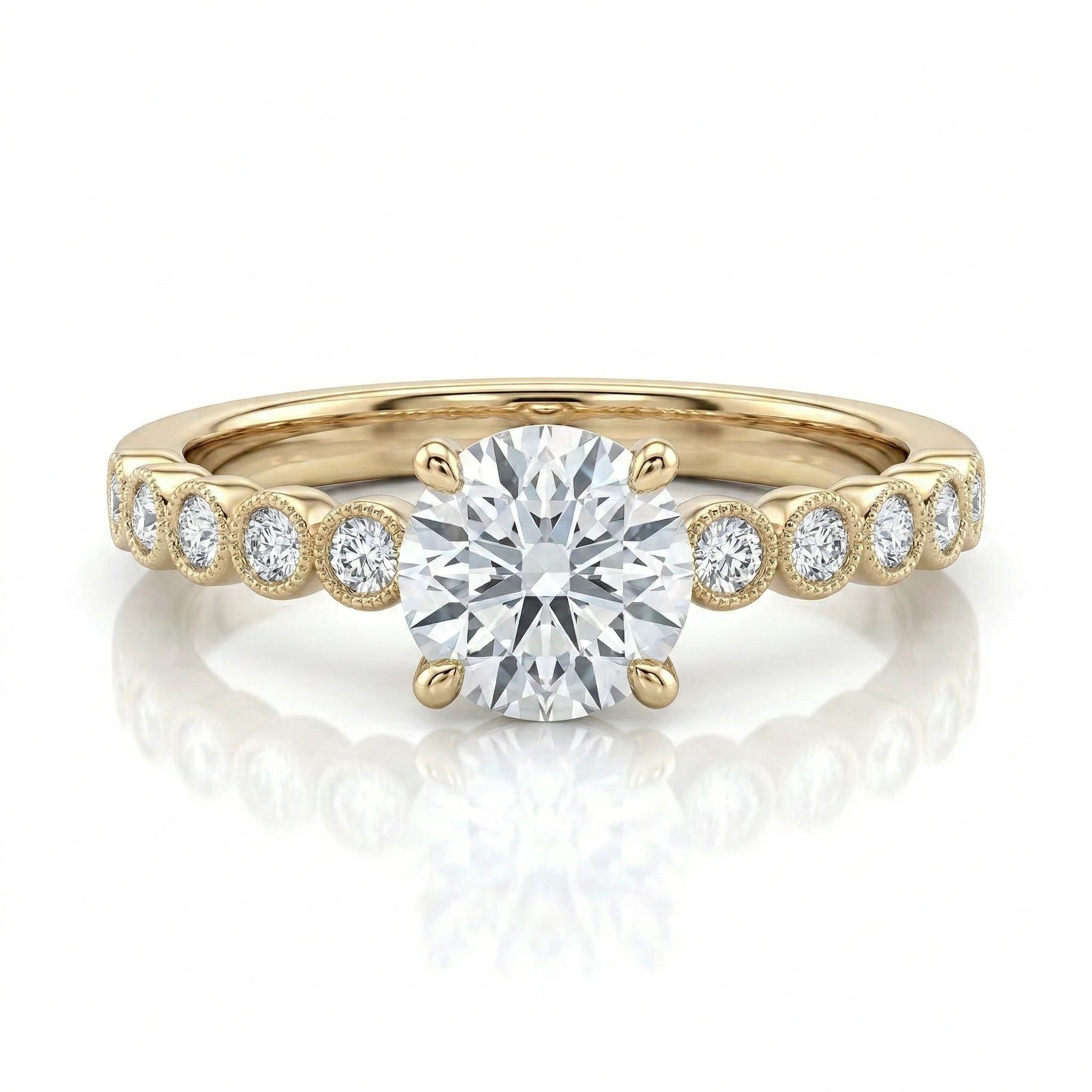 0.49ct GIA Round Cut Natural Diamond Engagement Ring, 18K Gold Chloe's Jewellers