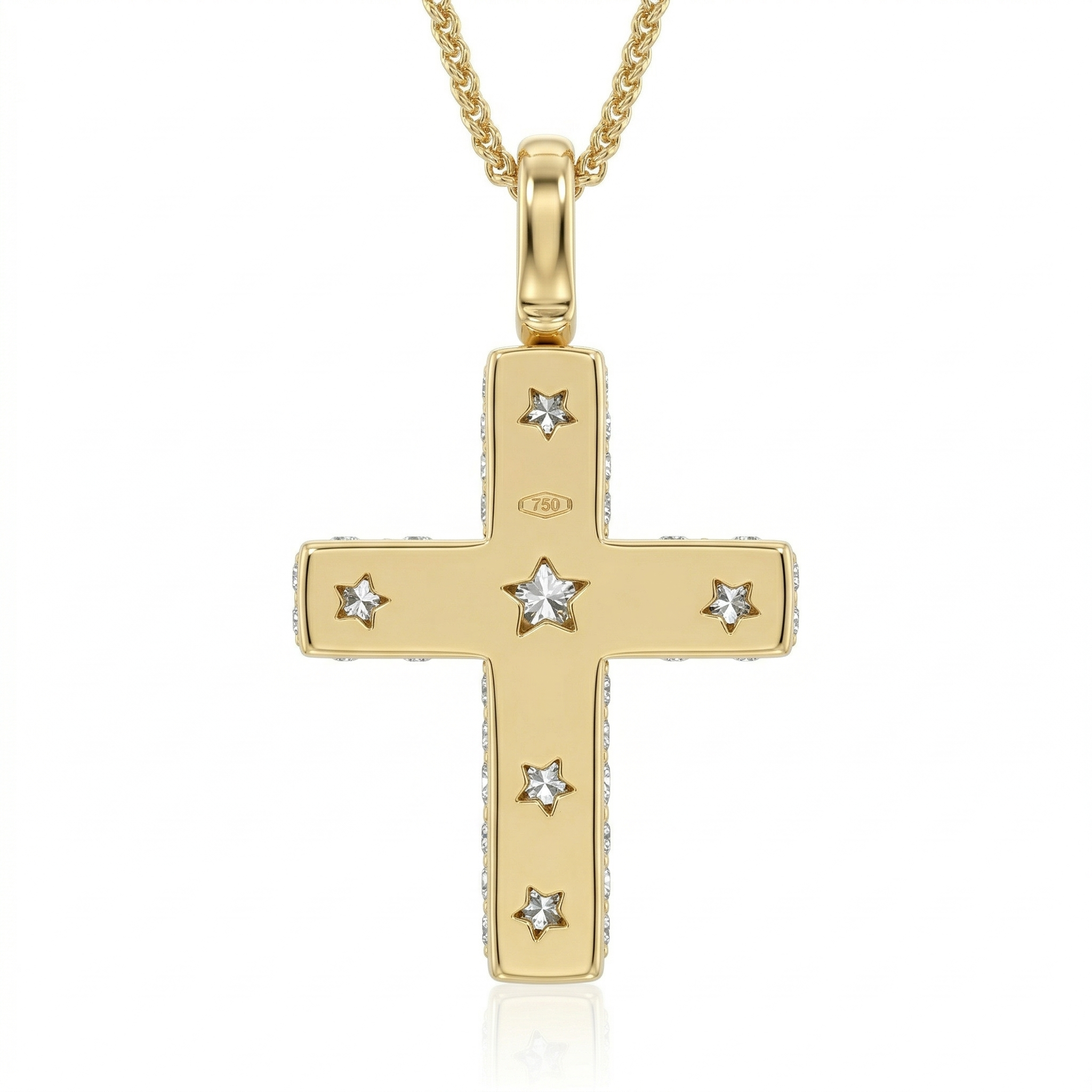 0.78ct Natural Diamond Cross Pendant Necklace in 18K Yellow Gold Chloe's Jewellers