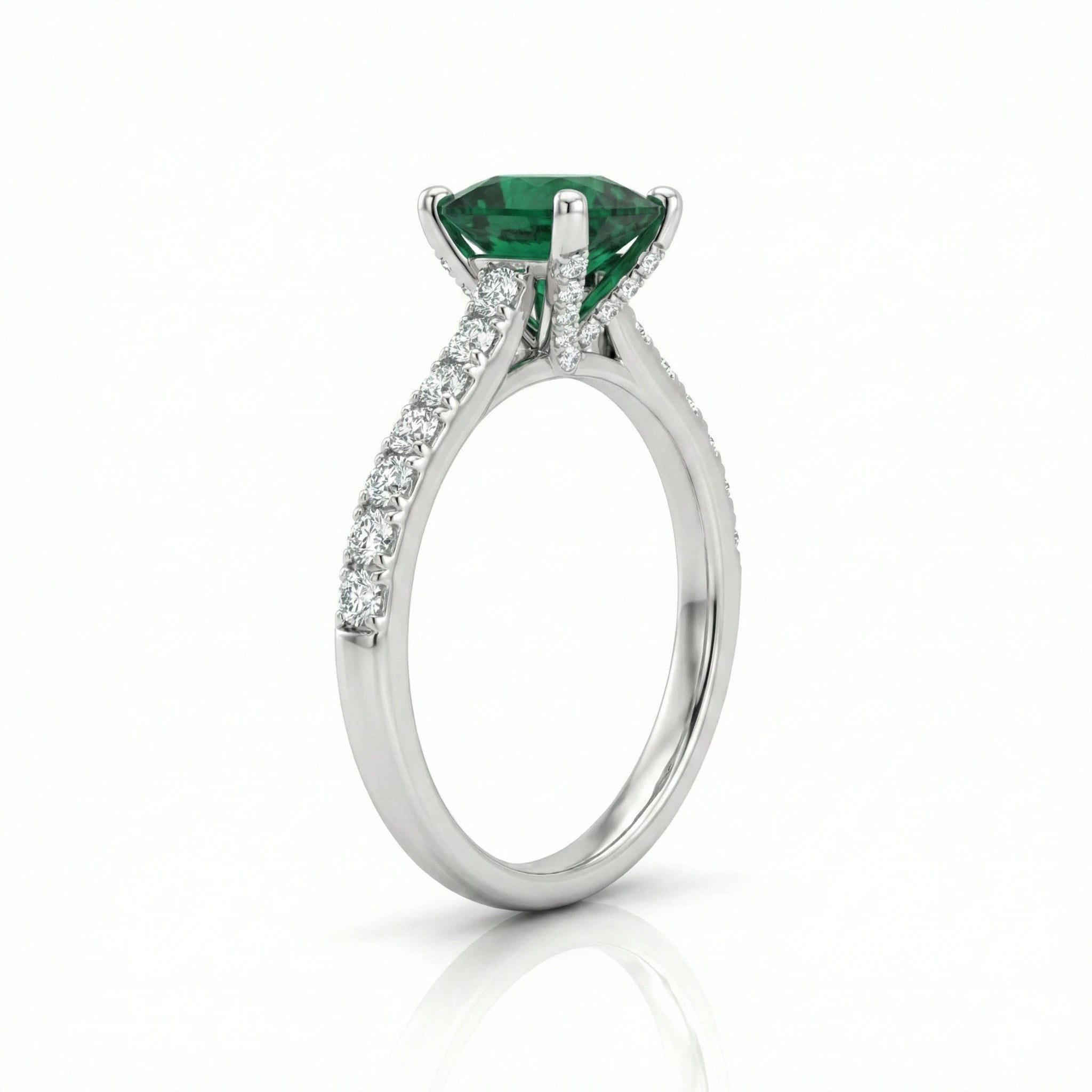 1.17ct Green Emerald Cut Engagement Ring, 18K Gold Chloe's Jewellers