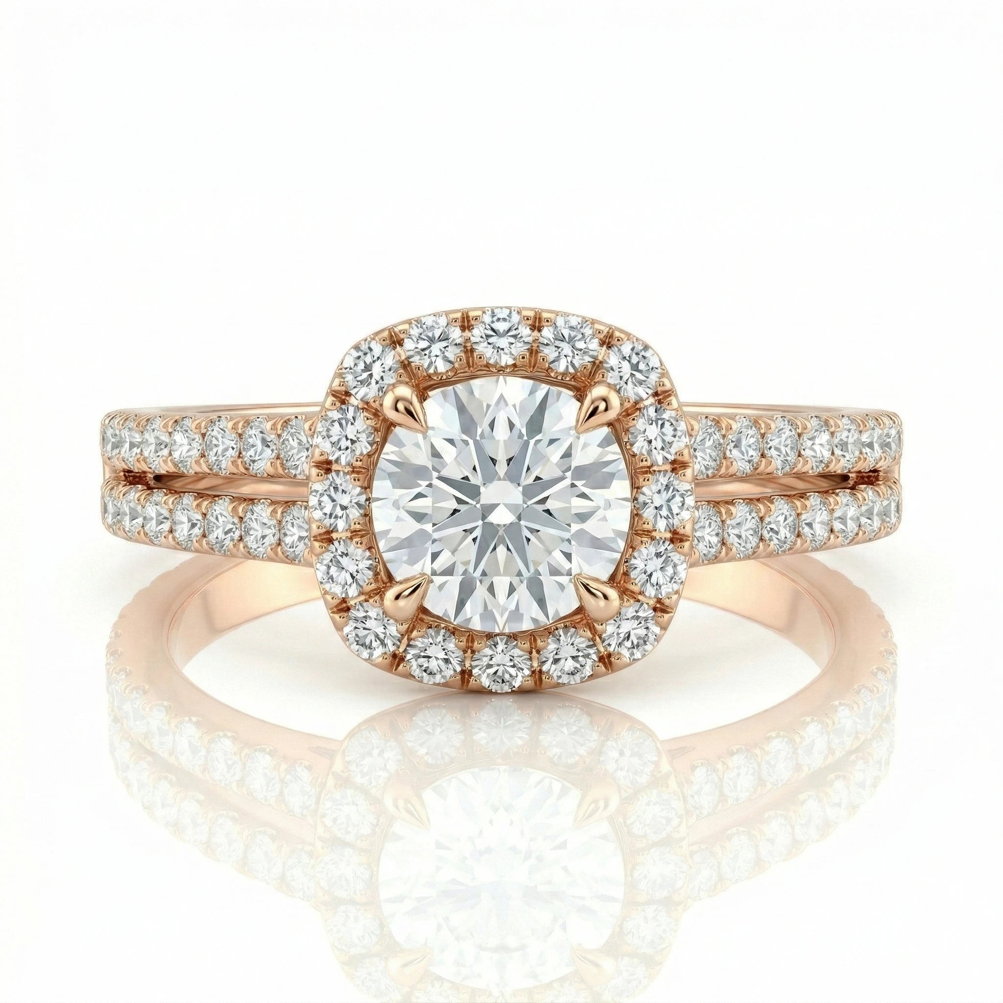 0.40ct GIA Round Cut Natural Diamond Halo Setting Engagement Ring Chloe's Jewellers