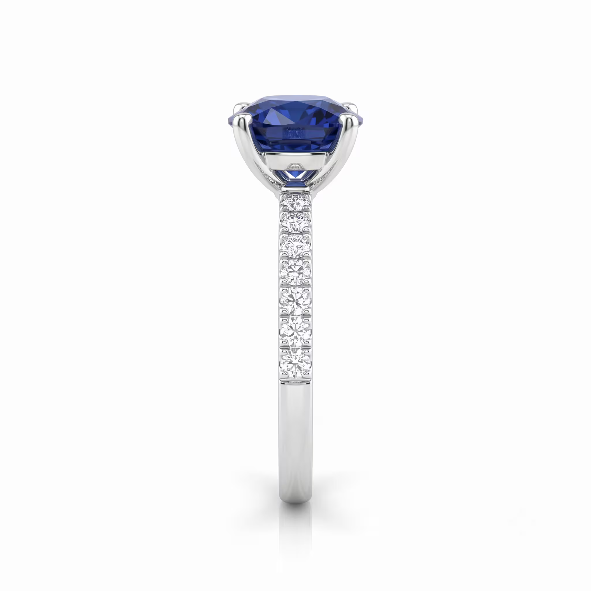 1.58ct Cushion Cut Blue Sapphire Engagement Ring - Platinum Chloe's Jewellers