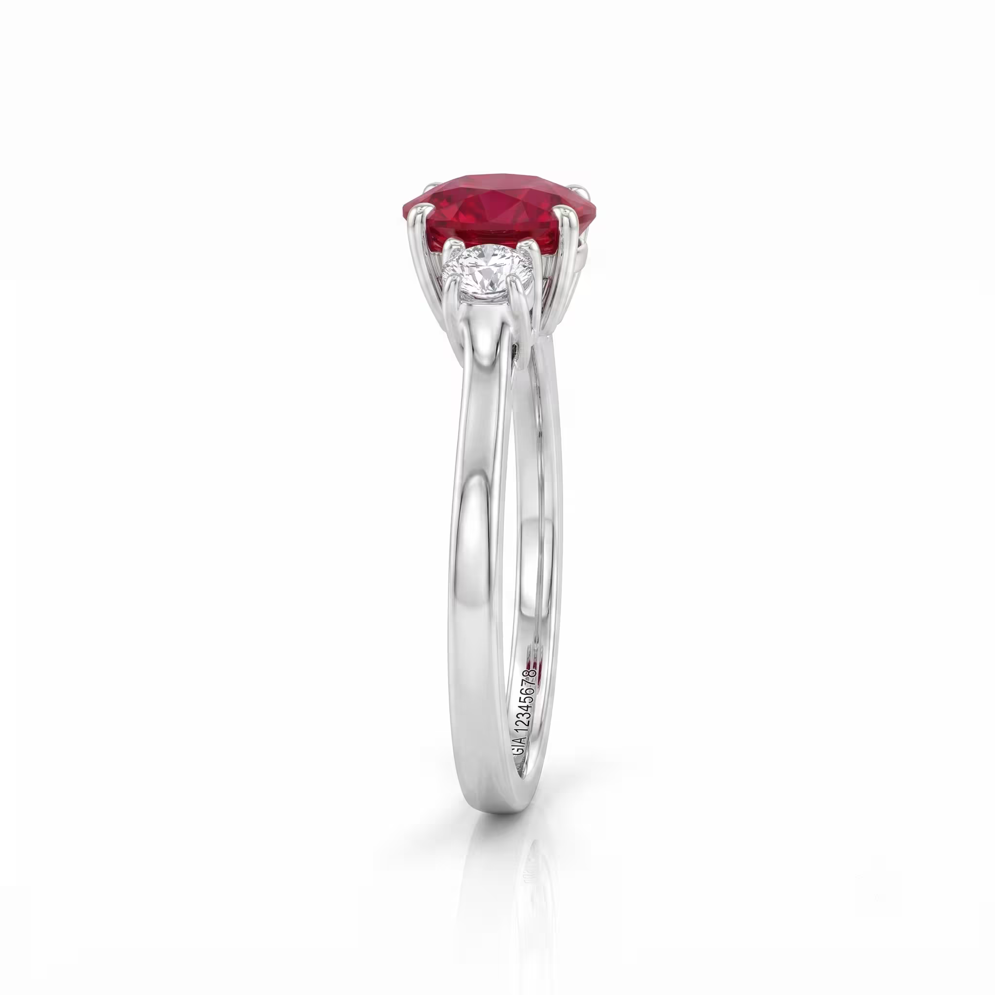 0.90ct Thai Ruby and Diamond Trilogy Engagement Ring Chloe's Jewellers