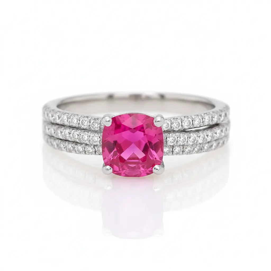 18k White Gold Ruby & Diamond Engagement Ring – 0.70ct Ruby, 0.50ct F/VS1 Diamonds Chloe's Jewellers