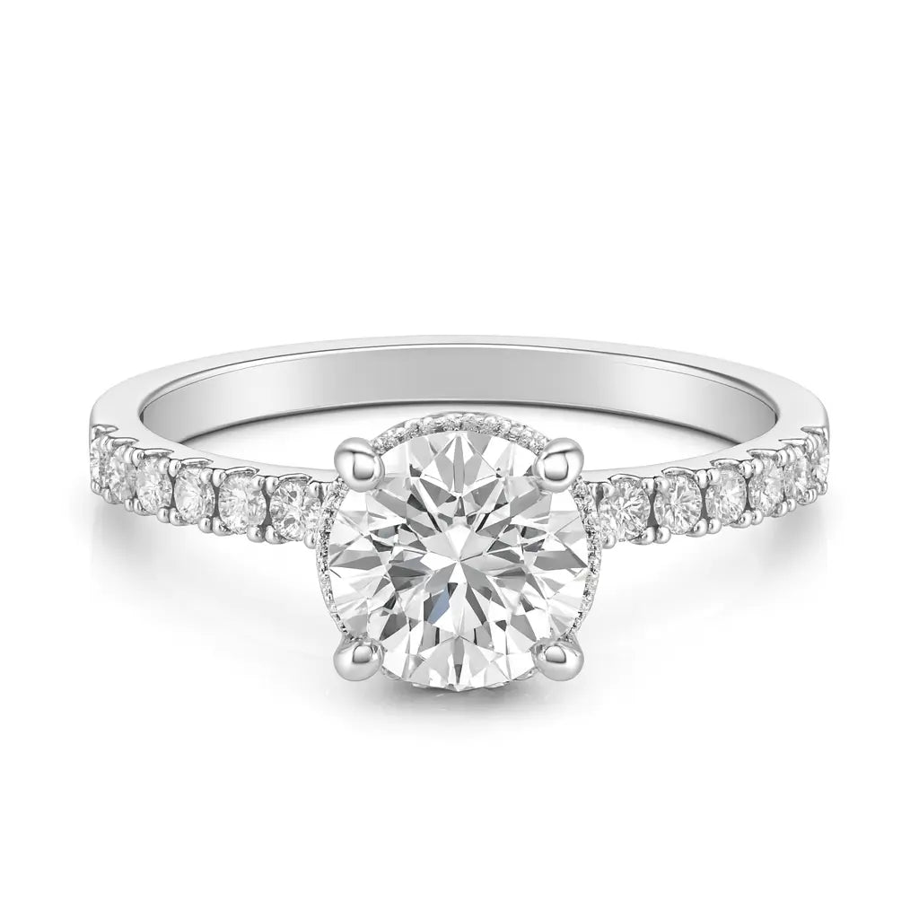 Engagement ring | Proposal ring | 18k White gold wedding ring | Diamonds on band Chloe's Jewellers
