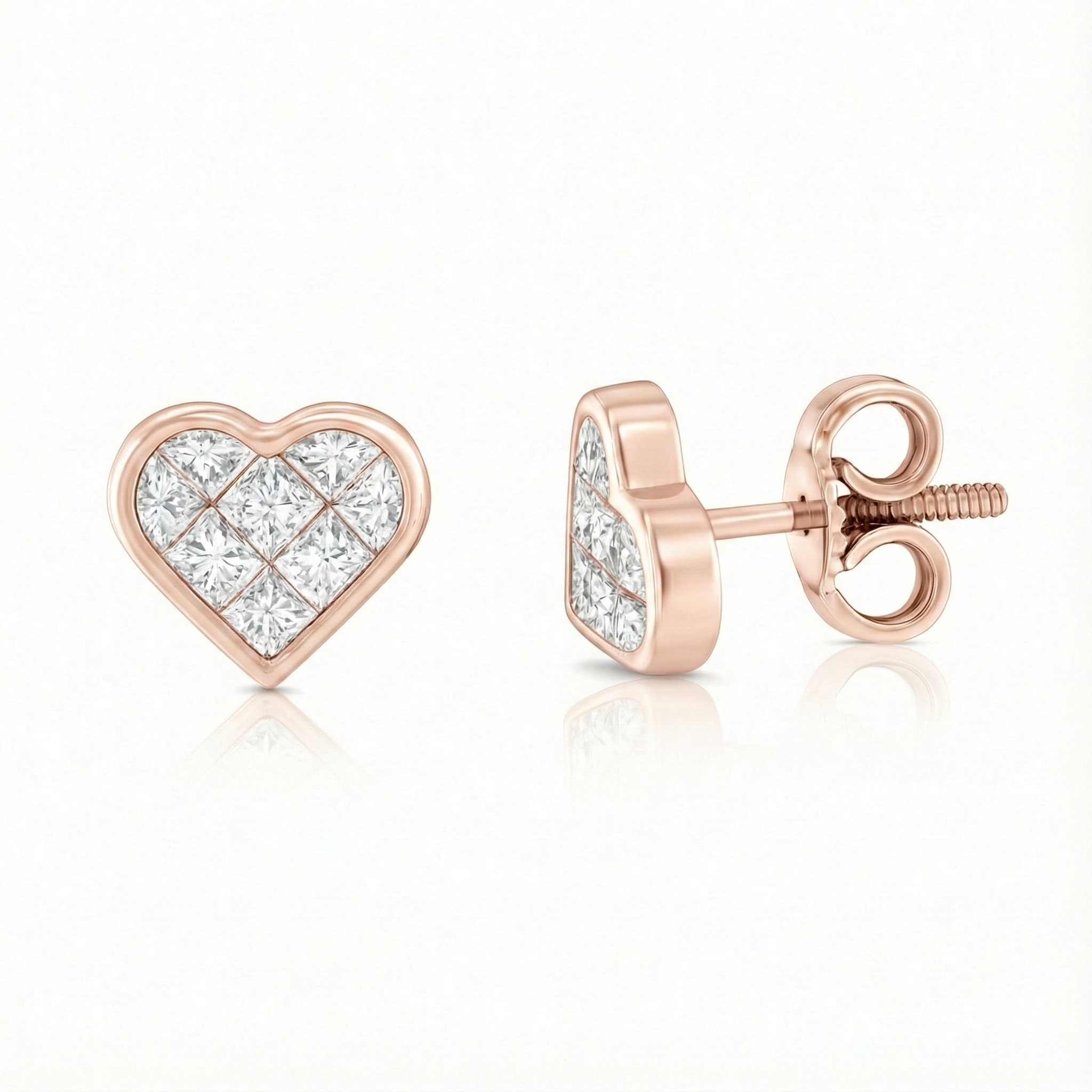 0.60ct Diamond Heart Shape Stud Earring, 18ct Yellow Gold Chloe's Jewellers