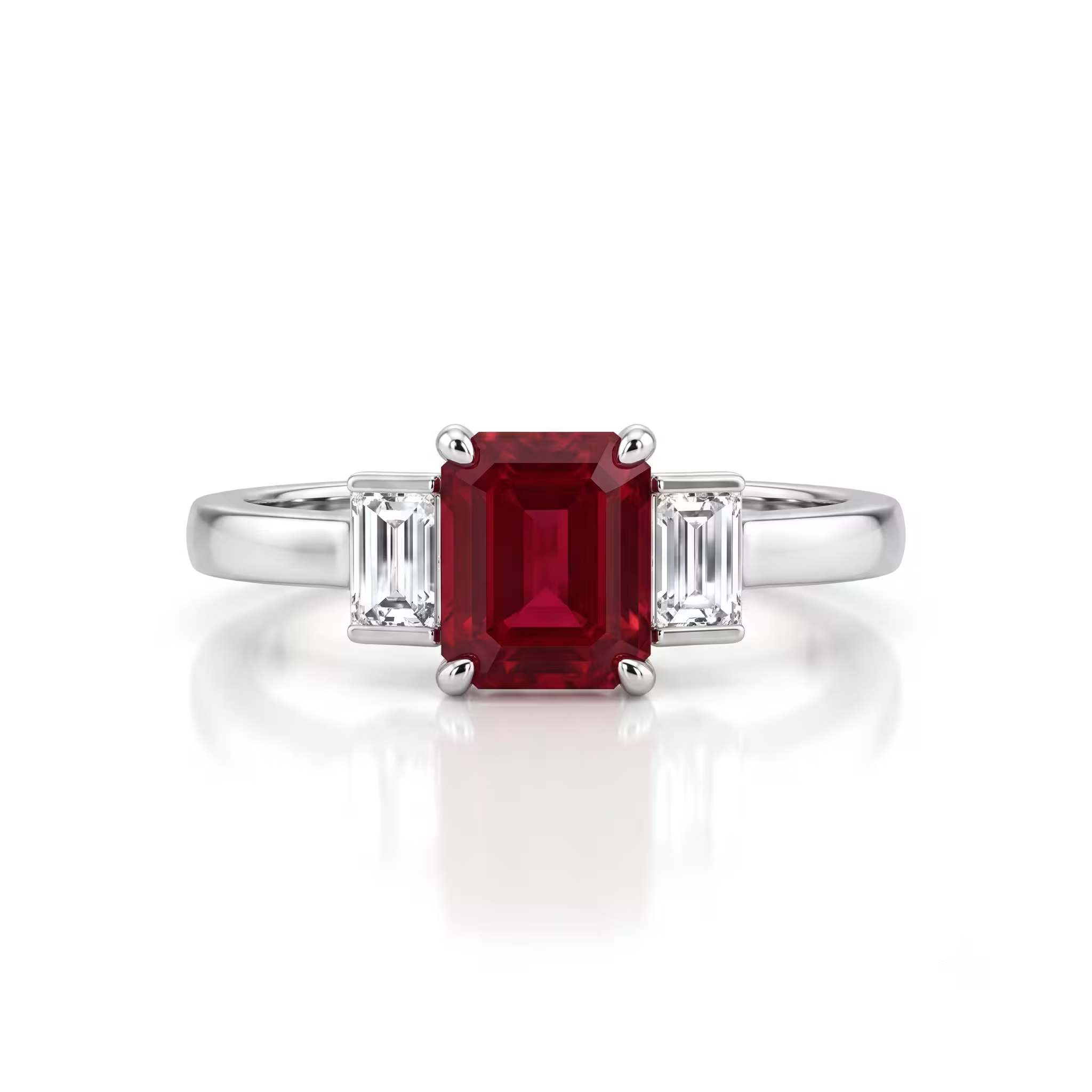 1.20ct Burma Emerald Cut Ruby Engagement Ring - 9K Gold Chloe's Jewellers