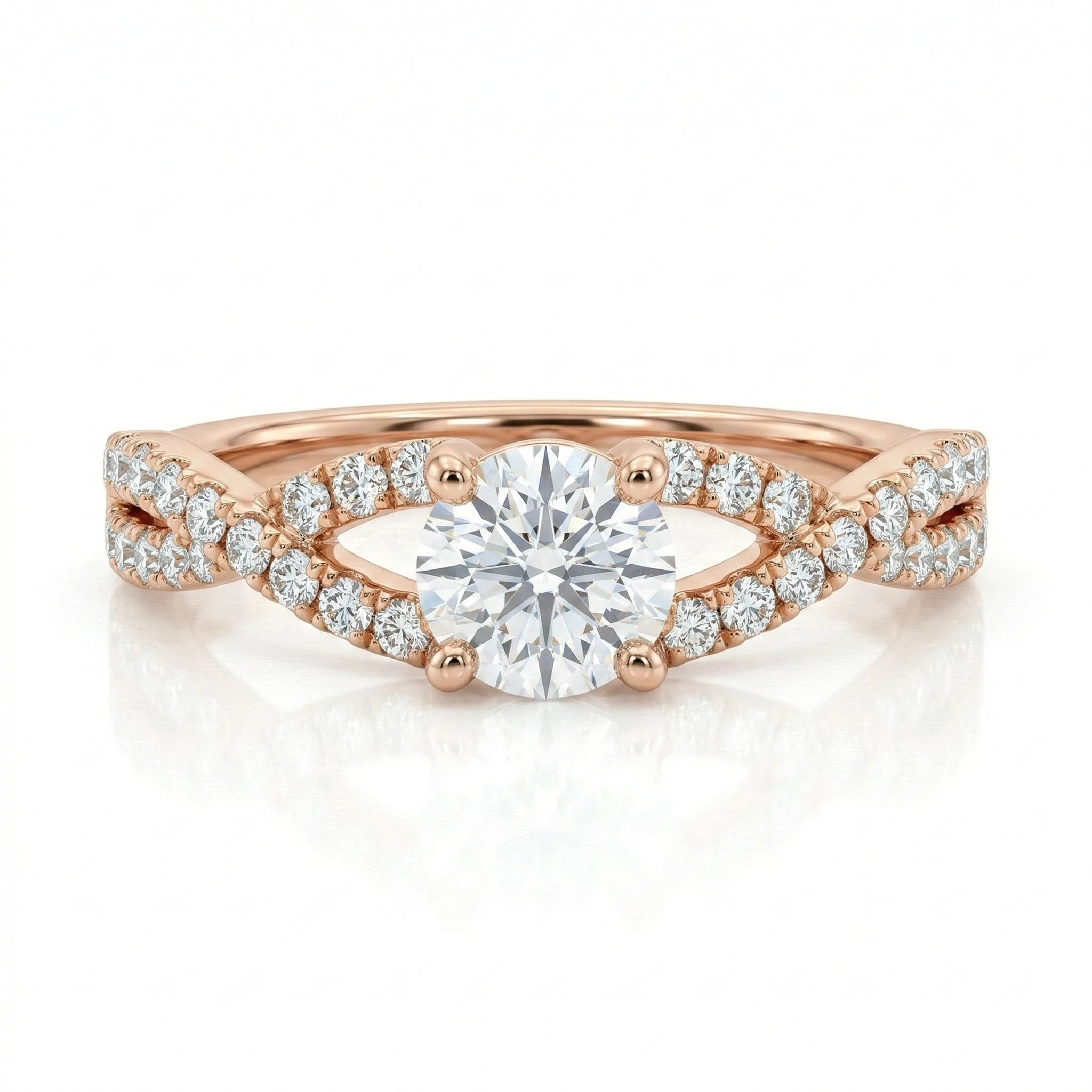 0.43ct Round Cut Natural Diamond Engagement Ring with Split Shank