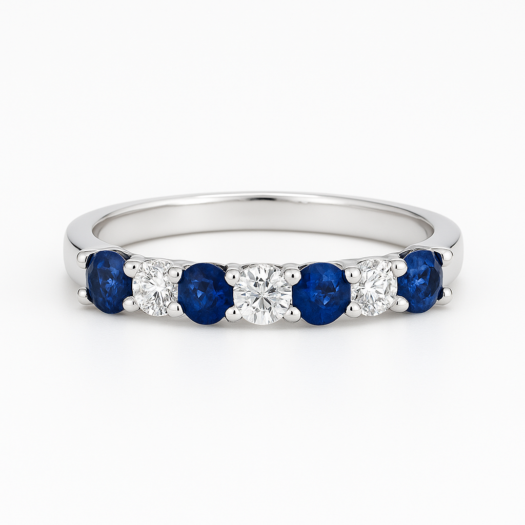 Blue Sapphire & Diamond Eternity Ring Chloe's Jewellers