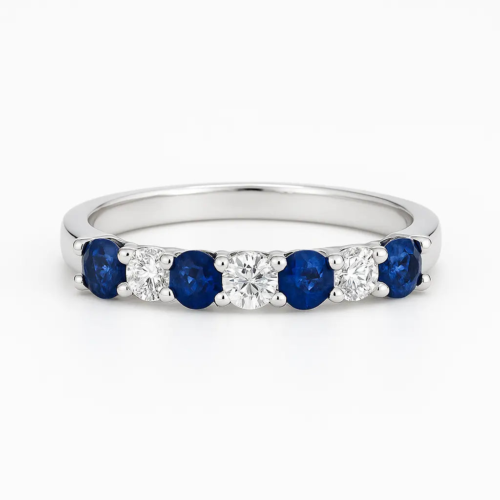Blue Sapphire & Diamond Eternity Ring Chloe's Jewellers