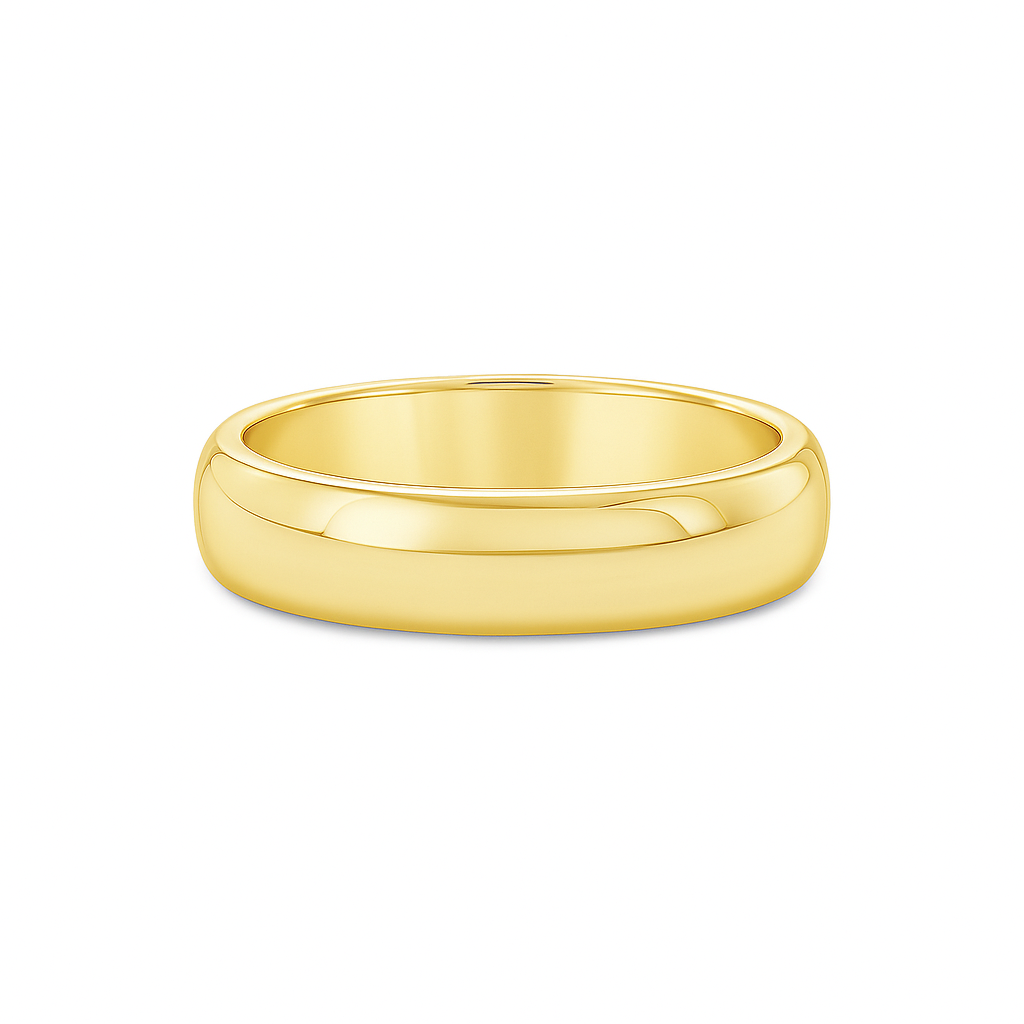 Classic D Shape 18k Gold Band 5mm Chloe's Jewellers