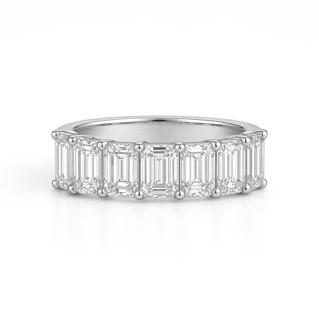 Emerald Diamond Half Eternity Ring