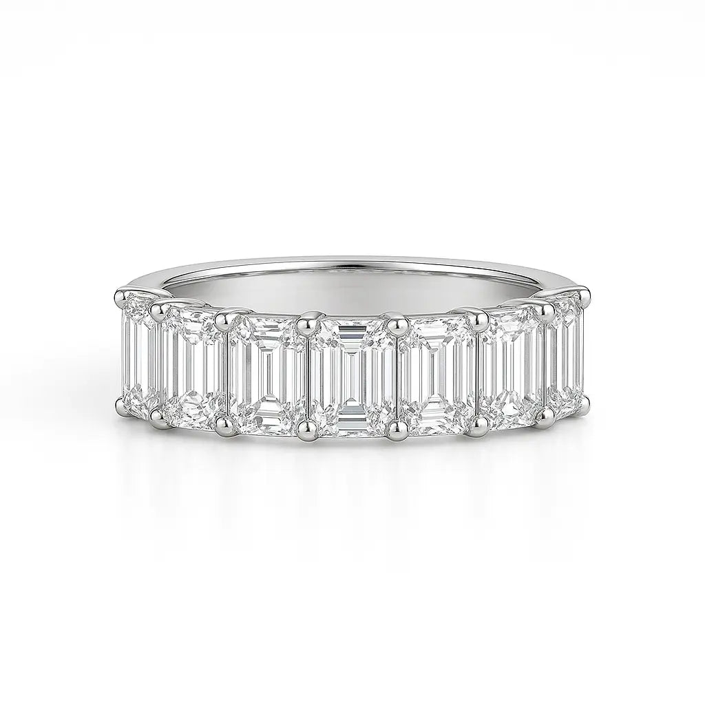 Emerald Diamond Half Eternity Ring Chloe's Jewellers