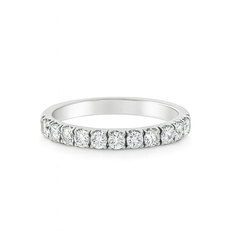 Grain Set Half Eternity Ring | 0.56ct F VS1 Diamond Ring | Platinum Claw Set | Size M½ Adjustable Chloe's Jewellers