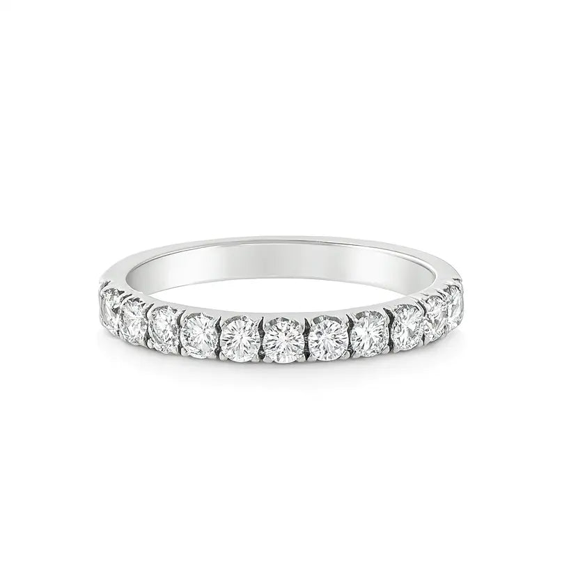 Grain Set Half Eternity Ring | 0.56ct F VS1 Diamond Ring | Platinum Claw Set | Size M½ Adjustable Chloe's Jewellers