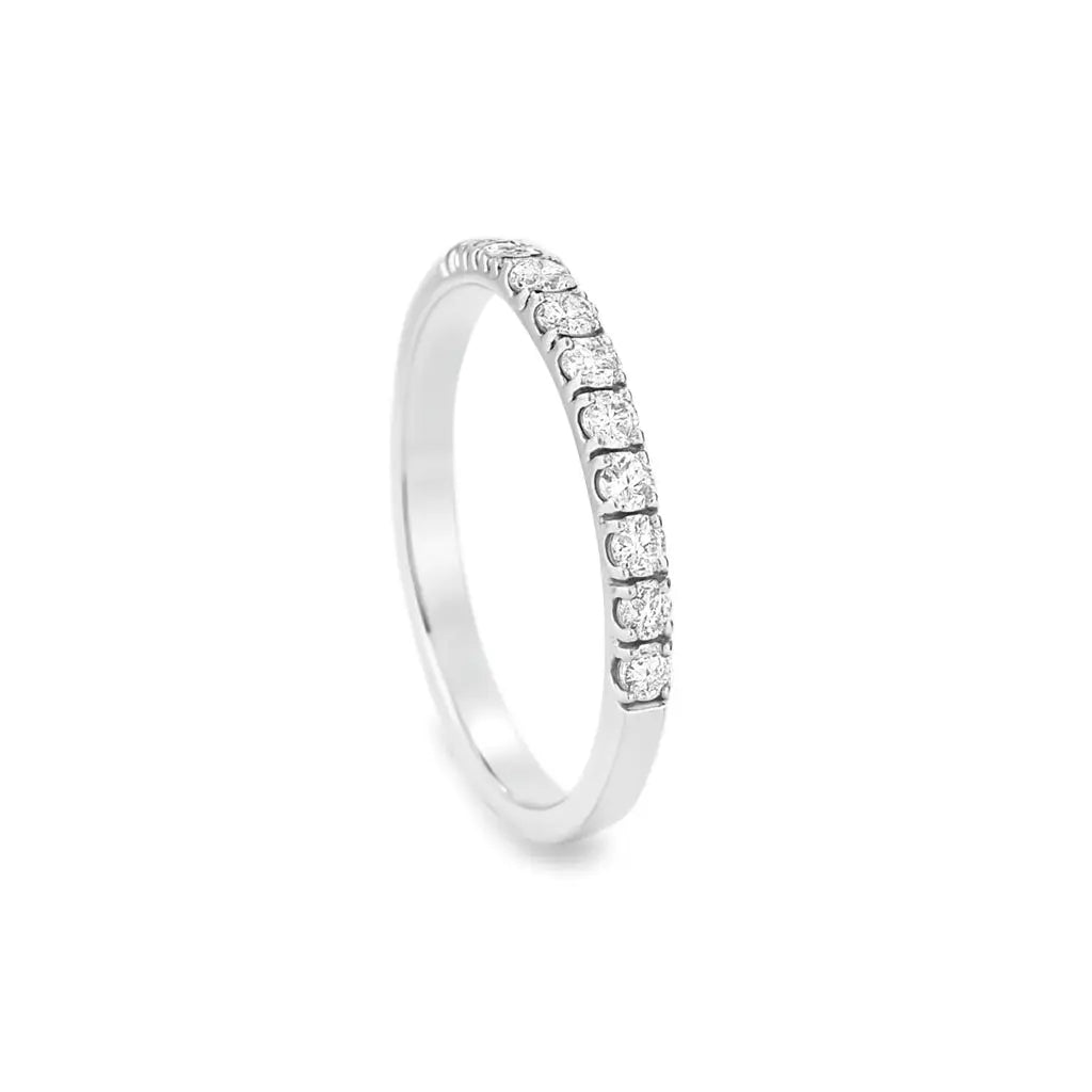 Grain Set Half Eternity Ring | 0.56ct F VS1 Diamond Ring | Platinum Claw Set | Size M½ Adjustable Chloe's Jewellers