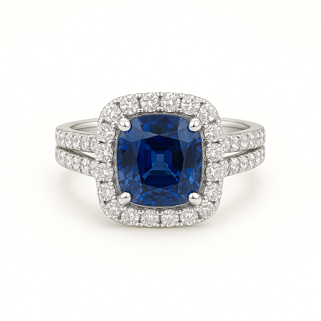 Jasmine Double Halo Sapphire Ring