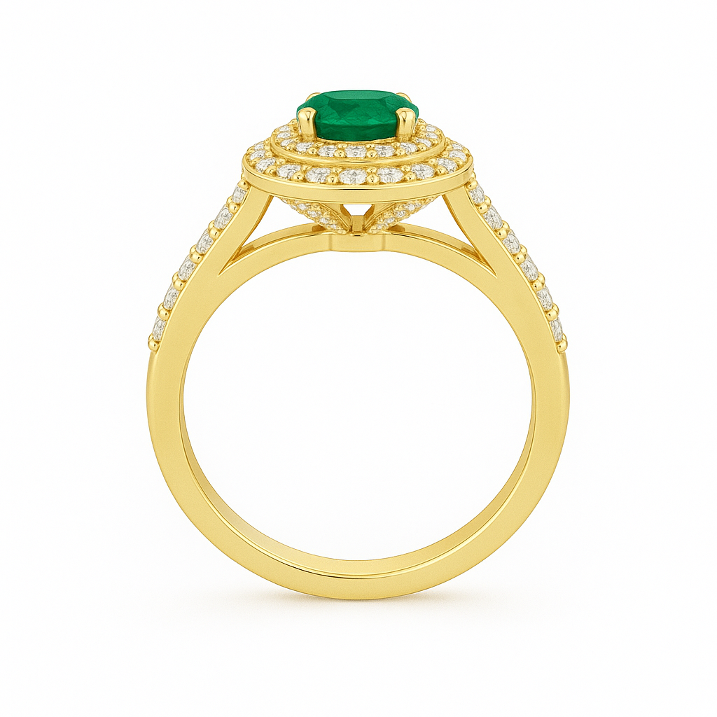Jasmine Oval Halo Emerald Ring