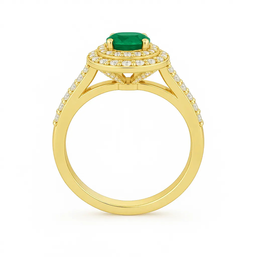 Jasmine Oval Halo Emerald Ring Chloe's Jewellers