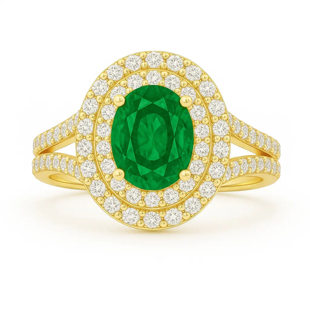 Jasmine Oval Halo Emerald Ring Chloe's Jewellers