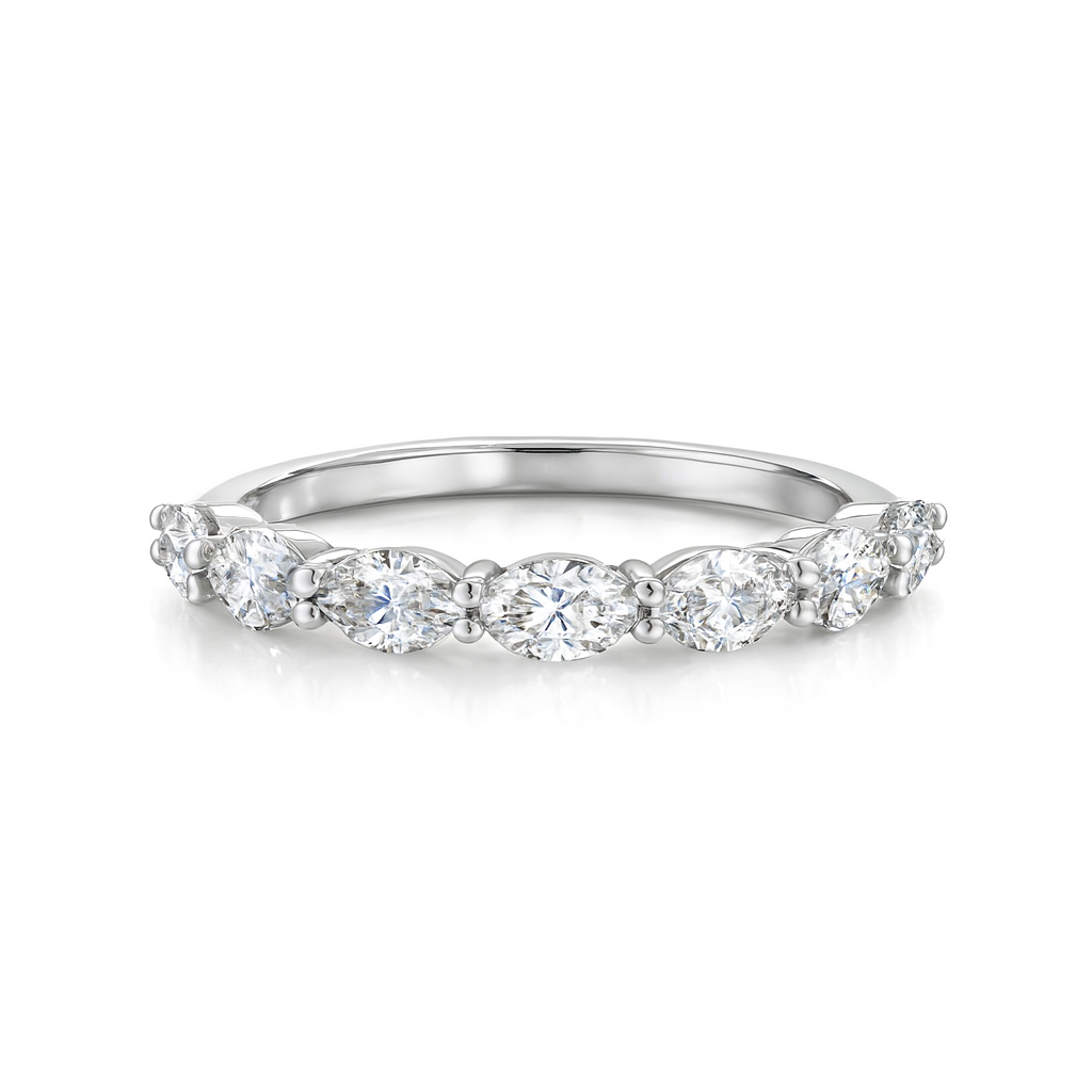 Marquise Diamond Sideways Half Eternity Ring