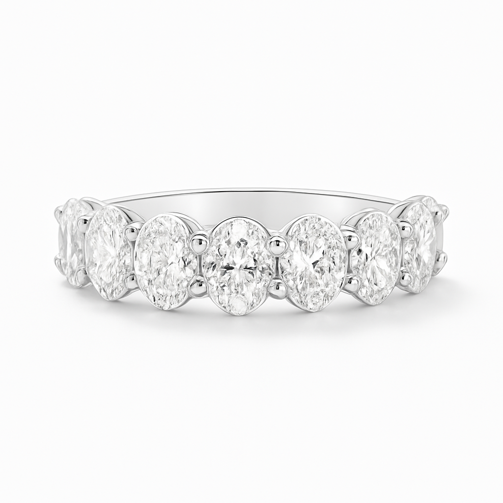 1.43ct 7-Stone Diamond Eternity Ring | F SI1 | 18K White Gold