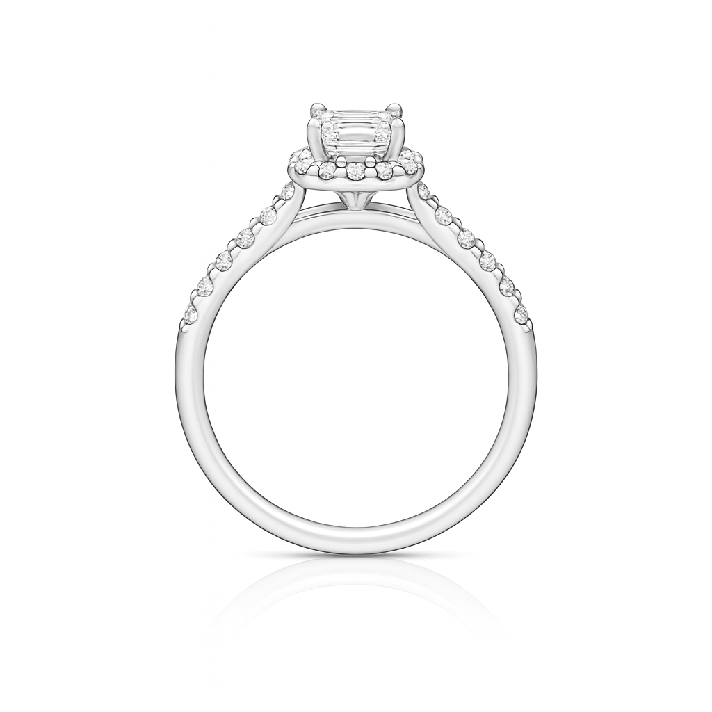 Peony Halo Princess Cut Diamond Ring