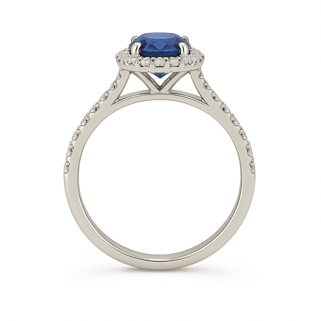 Peony Oval Halo Sapphire Ring
