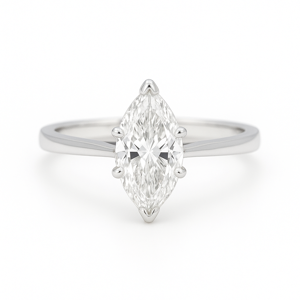 Platinum Marquise Diamond Solitaire Engagement Ring – 0.80ct H/VVS1 Chloe's Jewellers
