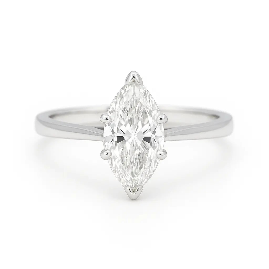 Platinum Marquise Diamond Solitaire Engagement Ring – 0.80ct H/VVS1 Chloe's Jewellers