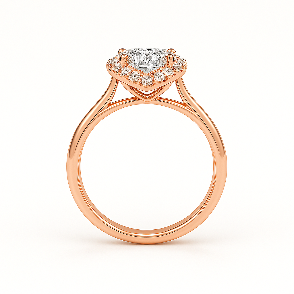 Poppy Heart Halo Diamond Ring – 18K Gold or Platinum