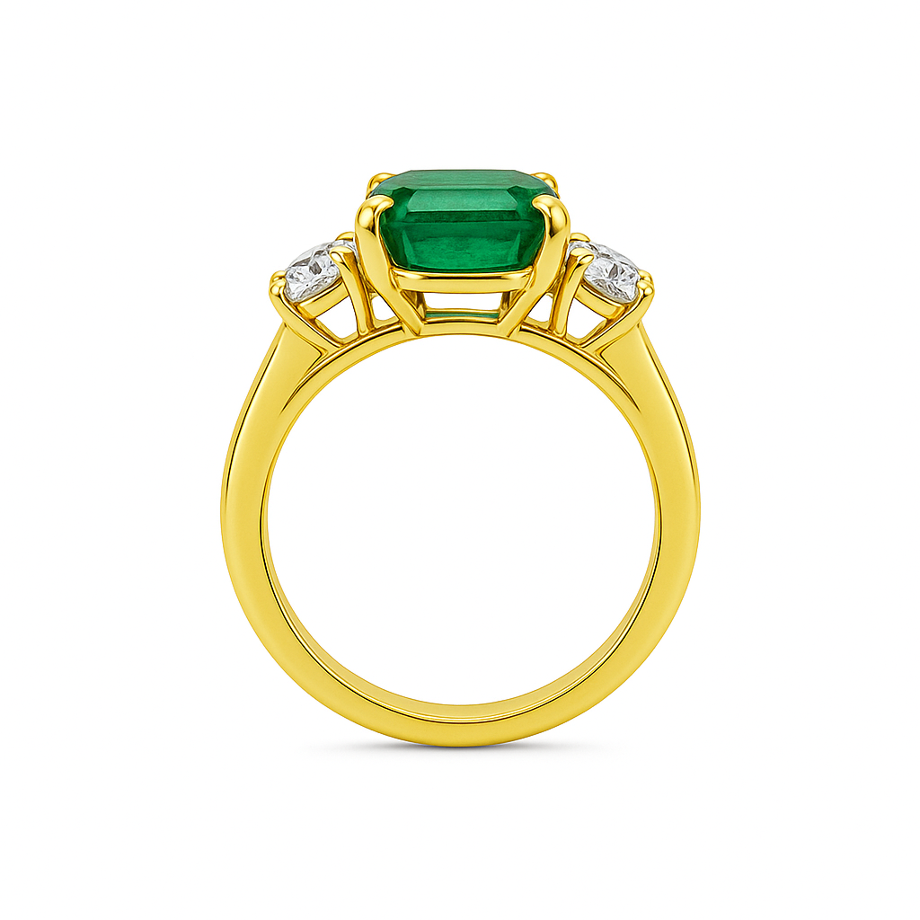 Primrose Green Emerald & Diamond Ring